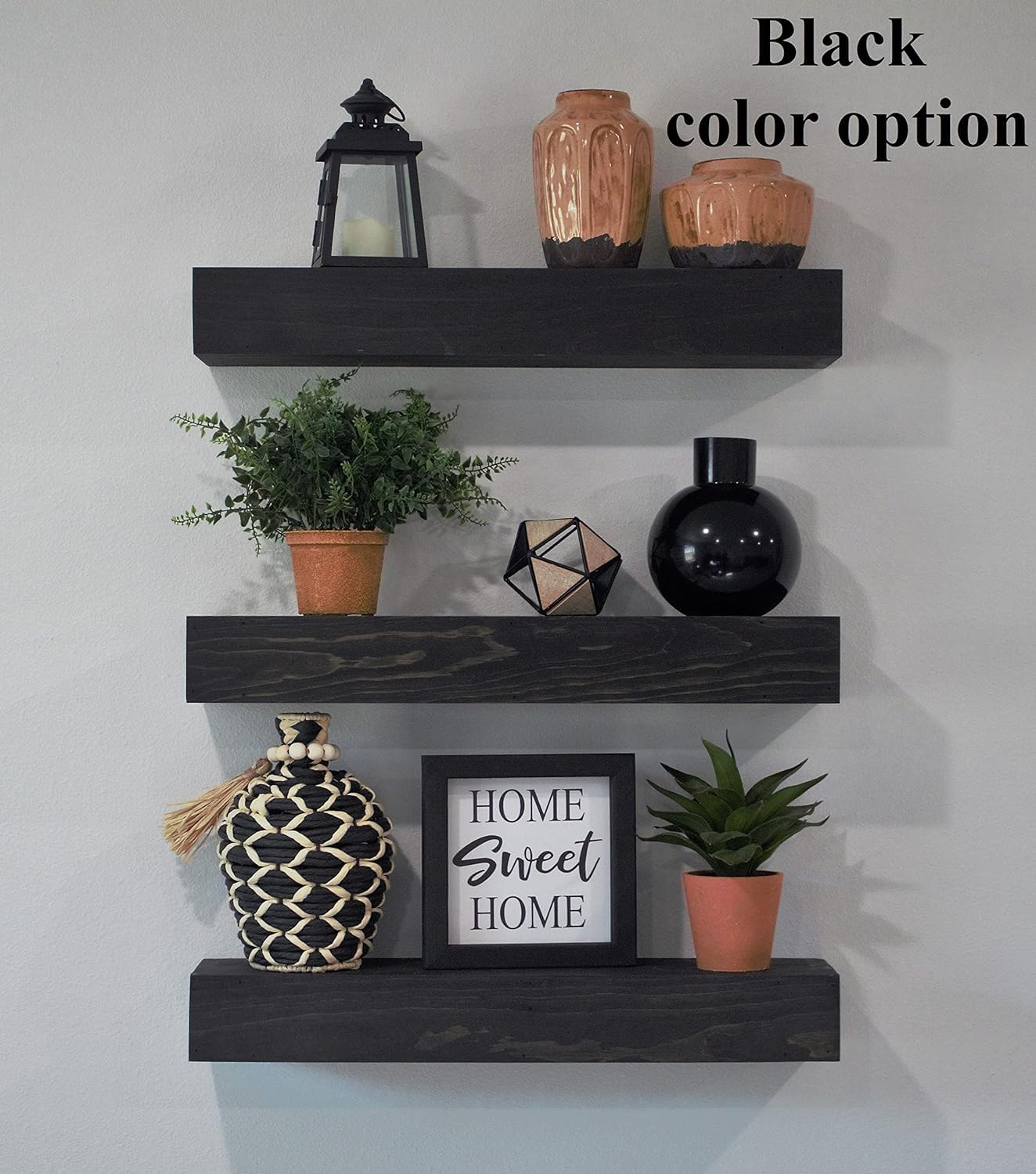 Floating shelves wood-farmhouse shelves-black shelves above toilet-wall shelves-rustic wall shelf-gray floating shelves-kitchen shelf (36″, Walnut)
