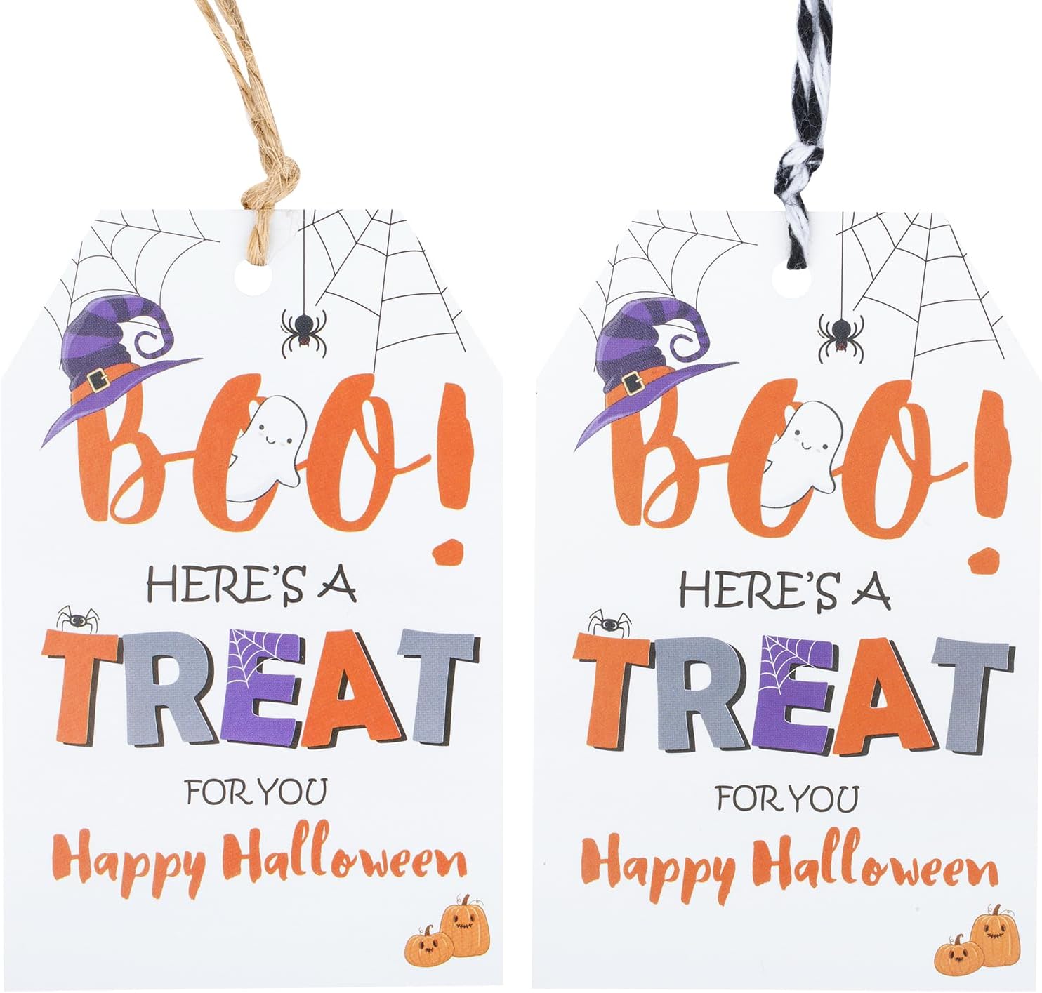 Anwyll Etiquetas de feliz Halloween, etiquetas de regalo de papel de Halloween, 100 etiquetas de Halloween con cuerda, etiquetas de regalo colgantes