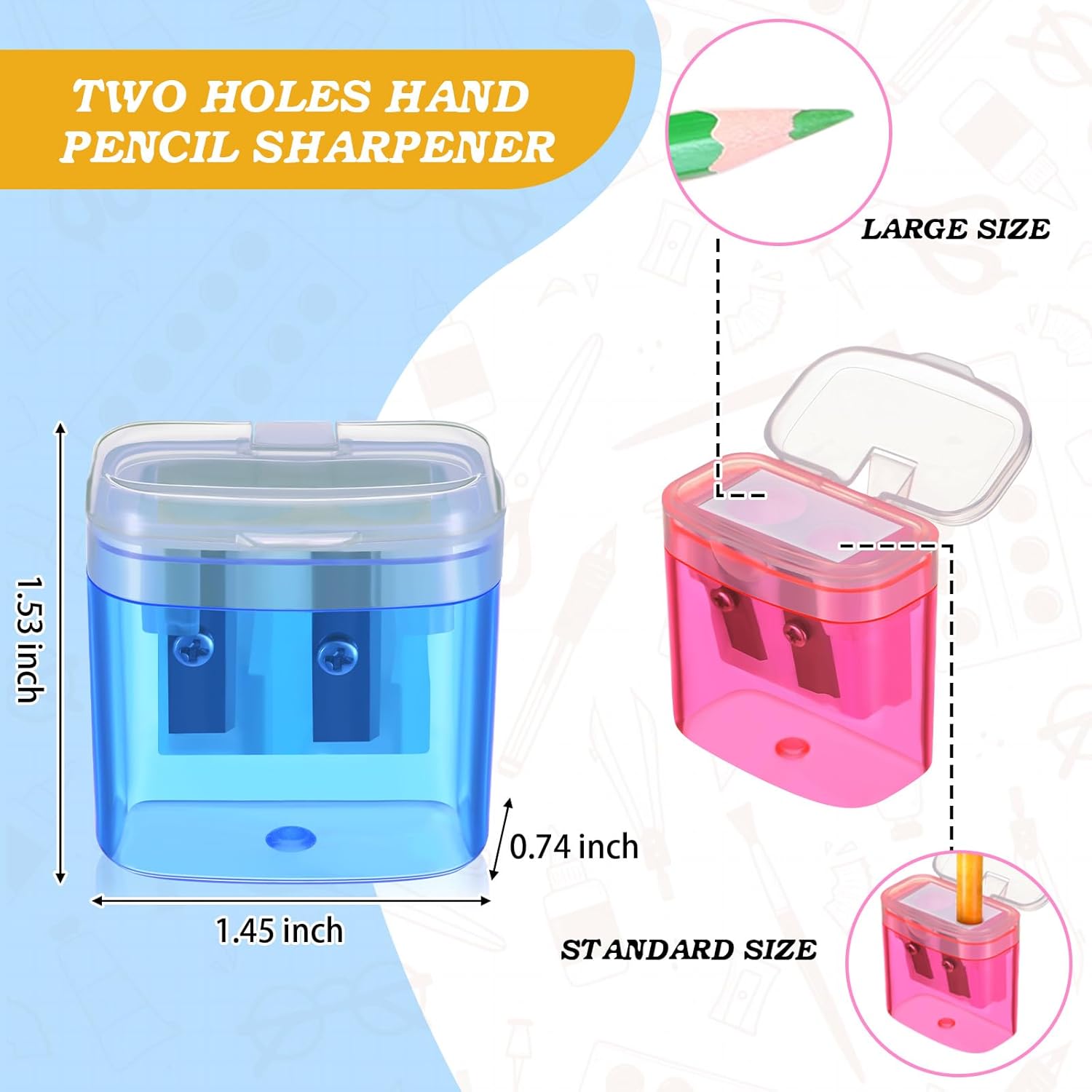 Lincia 12 sacapuntas de colores para niños, manuales a granel de doble agujero, sacapuntas compacto portátil de mano para niños, adultos,