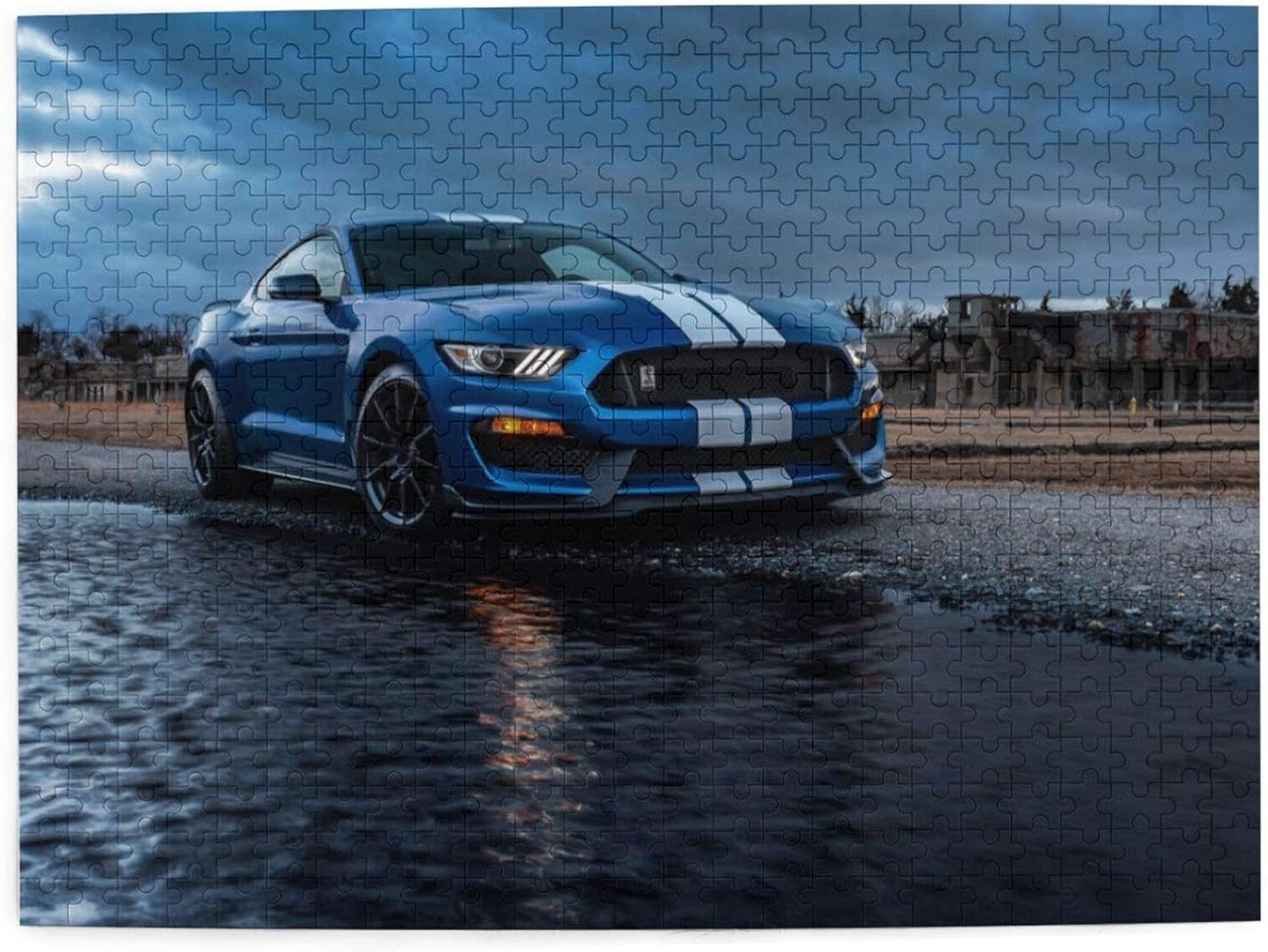 Rompecabezas de 500 piezas para adultos, Mustang Shelby Gt500, Shelby, vehículos musculares, autos azules, 20.5 x 15.1 pulgadas