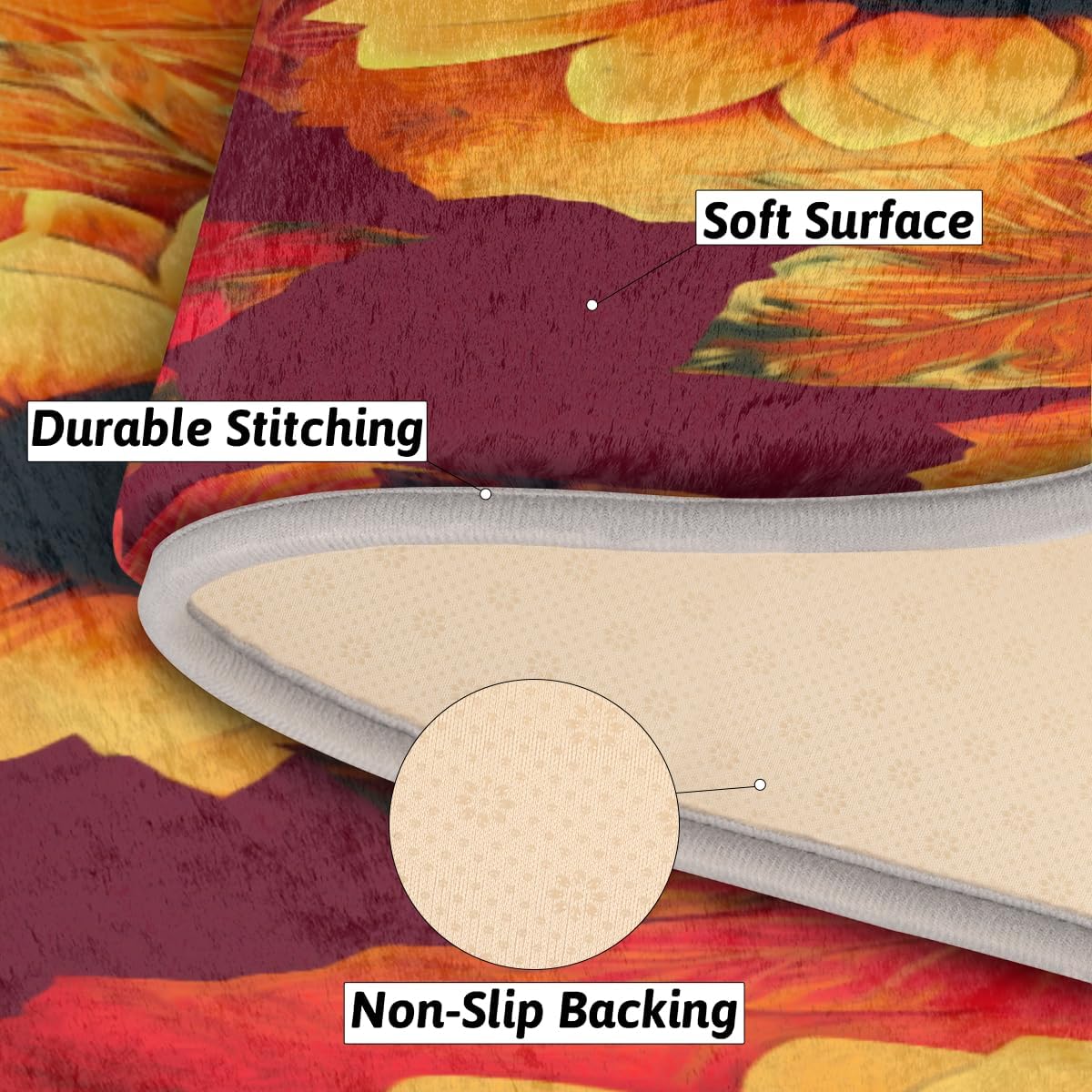 cfpolar Fall Maples Sunflower Bathroom Rugs Non-Slip Bath Rug Microfiber Bath Mat Absorbent Kitchen Mats and Rugs Machine Washable Oval Plush Floor