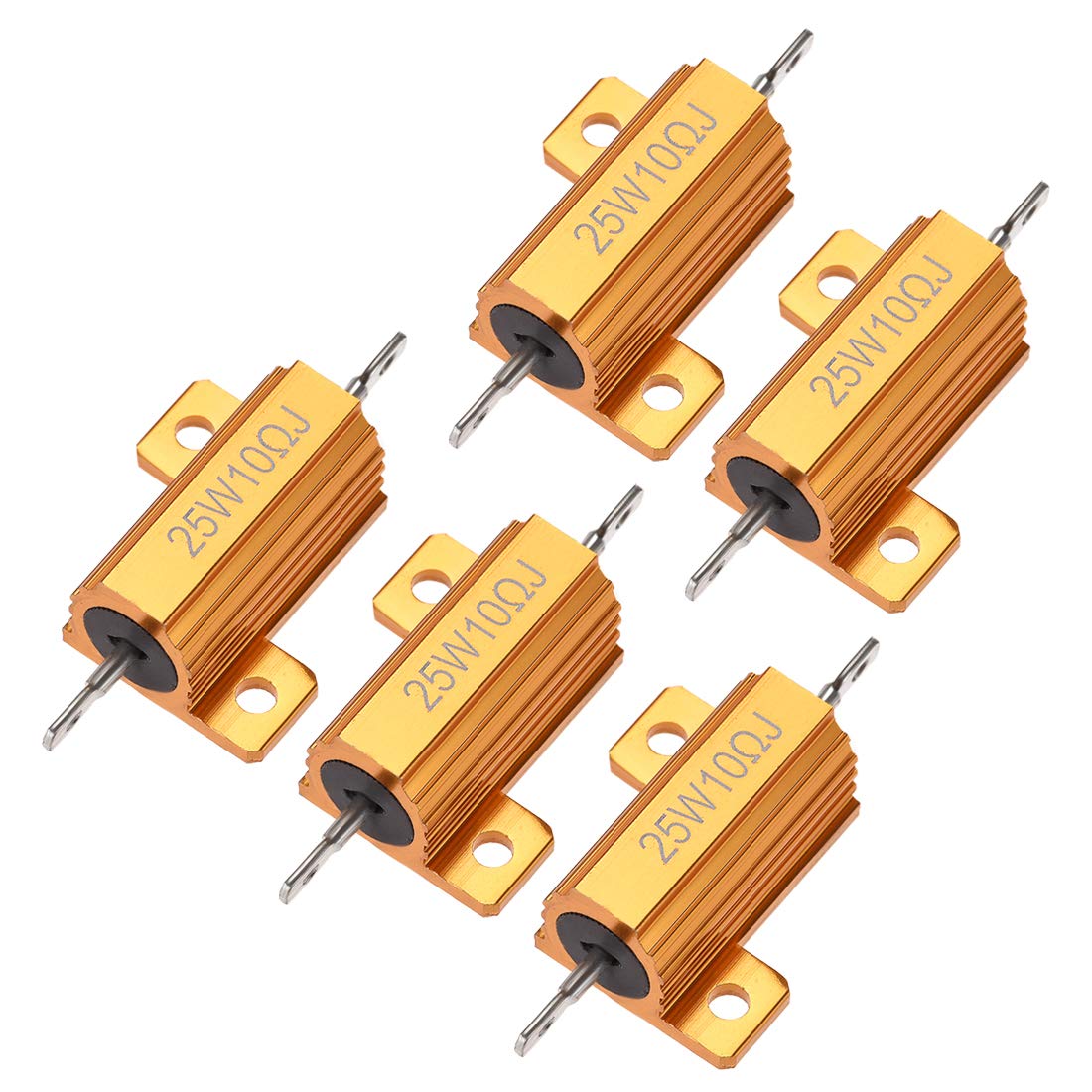 uxcell 25 W 10 Ohm 5% de aluminio de la carcasa de la resistencia del tornillo del grifo del chasis montado en la caja de aluminio con alambre