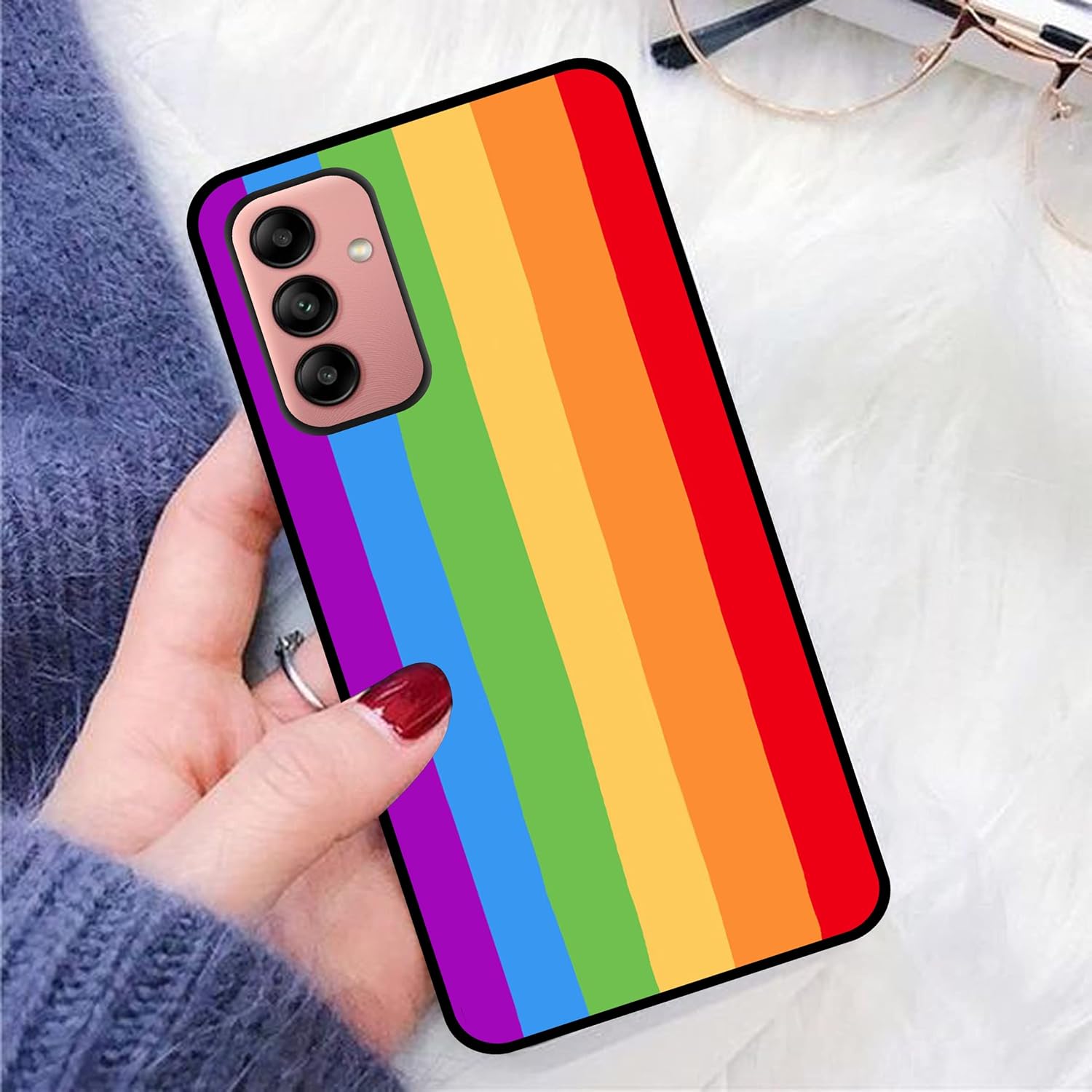 Bolster – Funda para Samsung Galaxy A13 5G, Galaxy A04s, multicolor, diseño de arco iris, de goma suave, a prueba de golpes, funda trasera para
