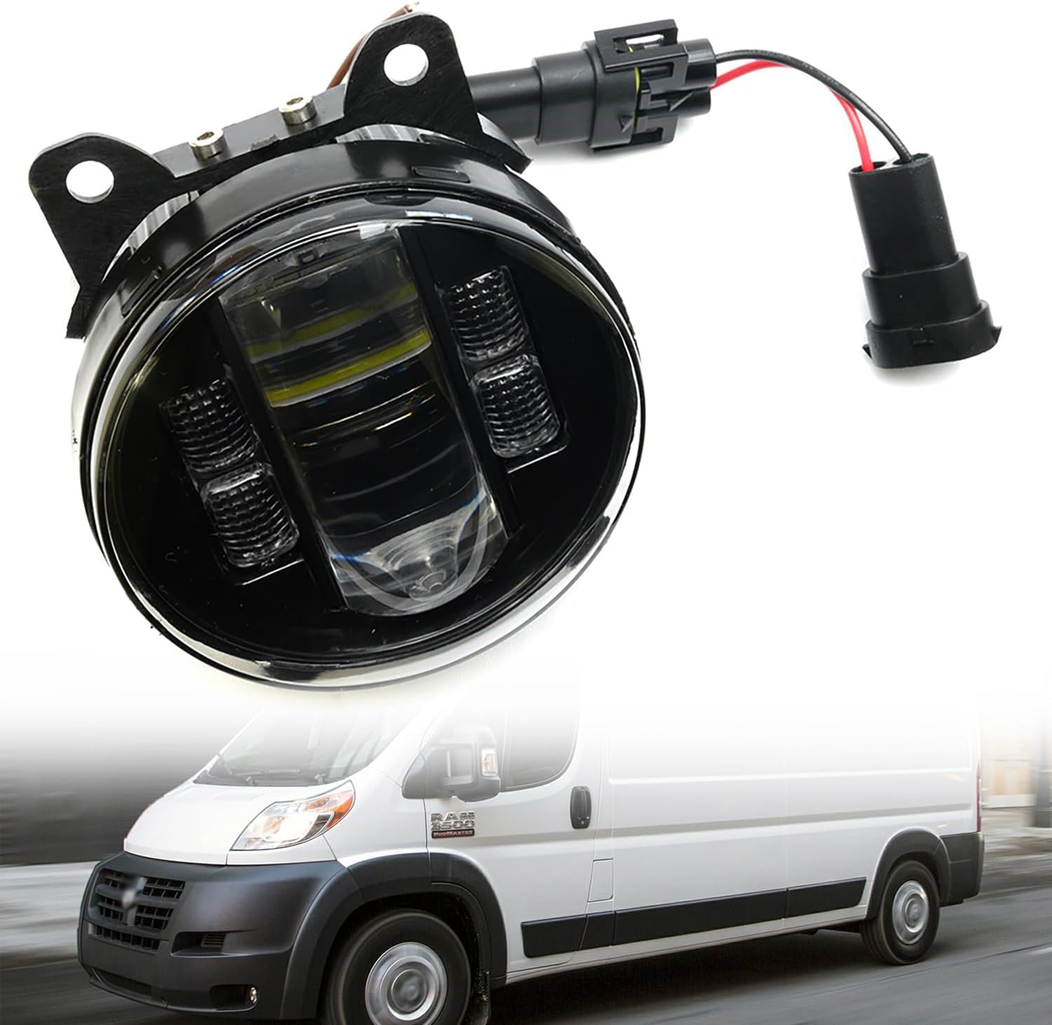 NSLUMO Conjunto de lámpara antiniebla LED de repuesto para Ram Promaster 1500 2500 3500 2014-2023 Switchback ámbar blanco DRL Lámparas de conducción