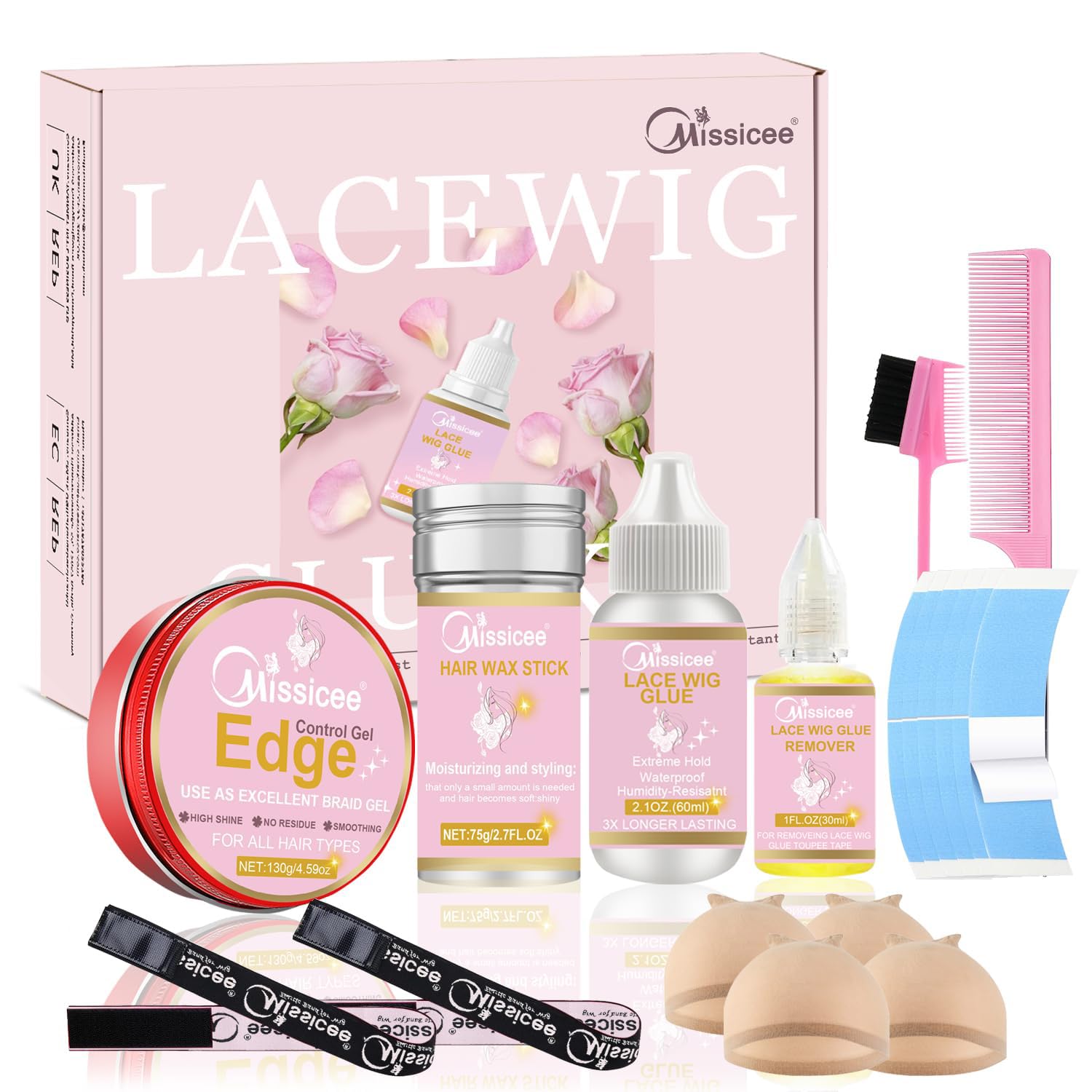 Missicee – Pegamento para peluca de encaje, pegamento de encaje para pelucas de encaje frontal, kit de pegamento adhesivo de peluca frontal de