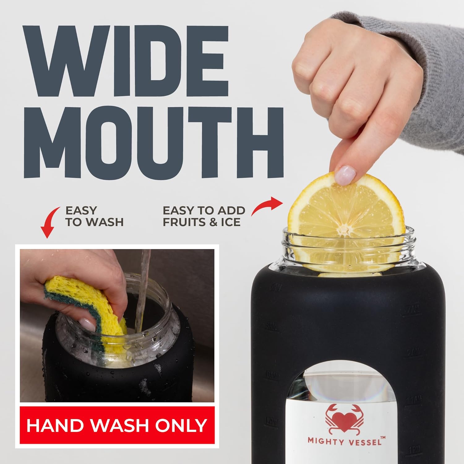 Botellas de agua de vidrio a prueba de fugas de 64 oz – Botella de agua de vidrio grande de borosilicato con popote y marcadores de tiempo – Botella
