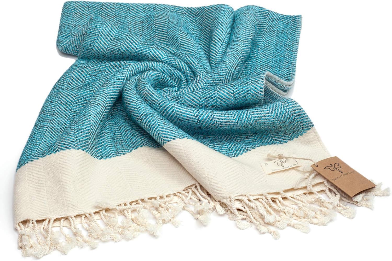 Smyrna Herringbone Series – Toalla de playa turca original, 100% algodón, prelavada, 37 x 71 pulgadas, toalla de baño peshtemal y turca para spa,