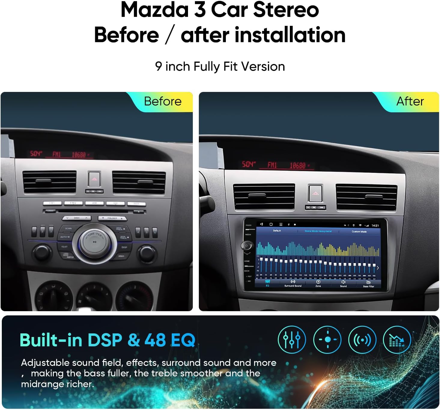 5G WiFi 8Core compatible con 2010-2013 Mazda 3 sistemas de audio radio estéreo para coche con Carplay y Android AutoAirplayMirroring1080P SWC