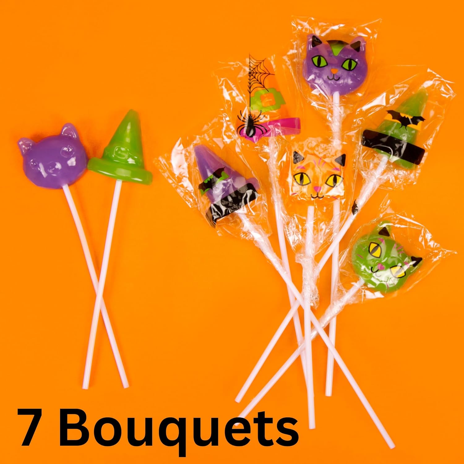 Ramo de paletas de Halloween, folletos espeluznantes de truco o trato y rellenos de bolsas de golosinas, envueltos individualmente, caja de 25