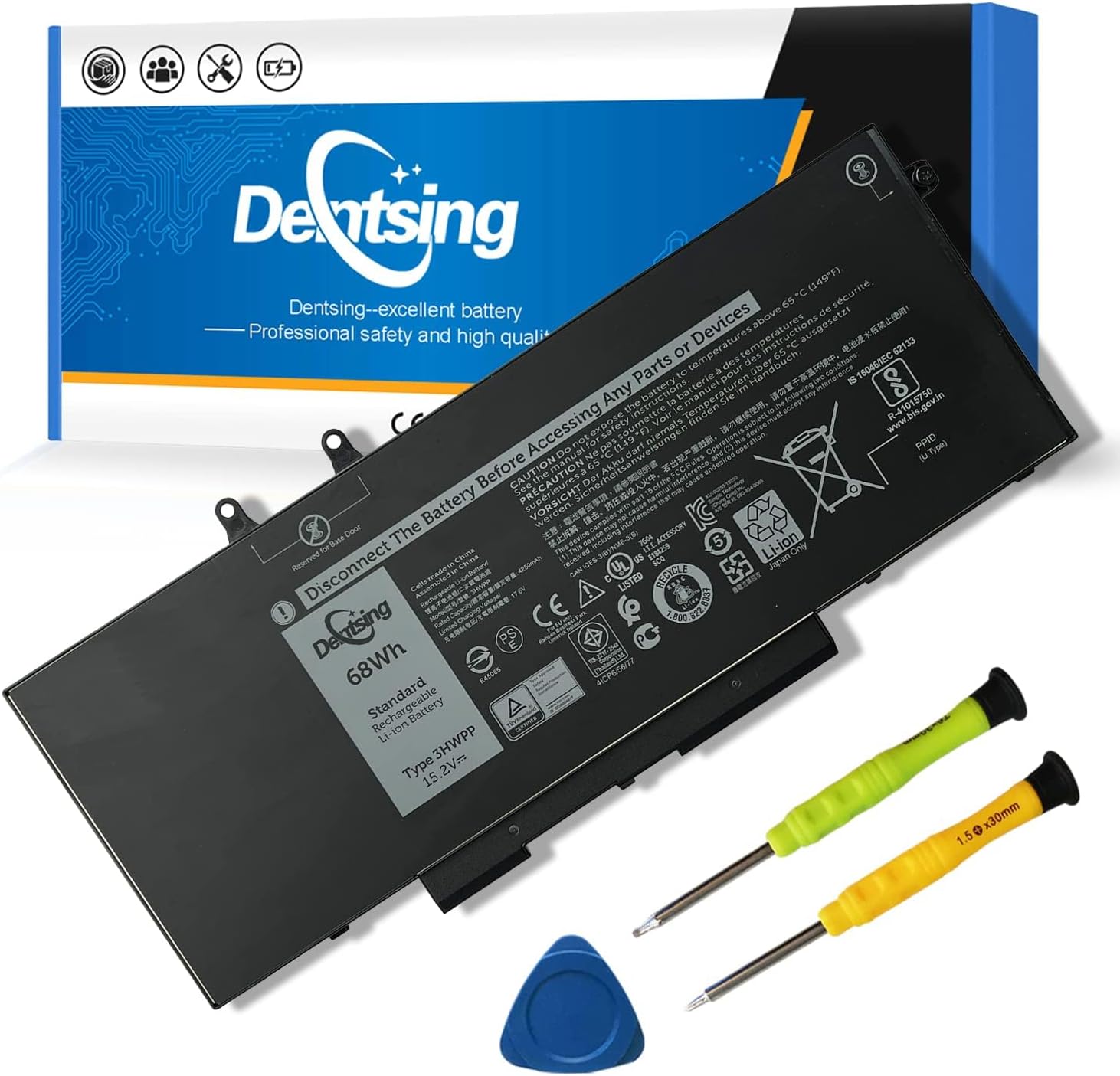 Dentsing Batería de repuesto para laptop de 68 Wh 3HWPP para Dell Latitude 5401 5410 5411 5501 5510 5511 Precision 3541 3551 Series 03HWPP 10X1J