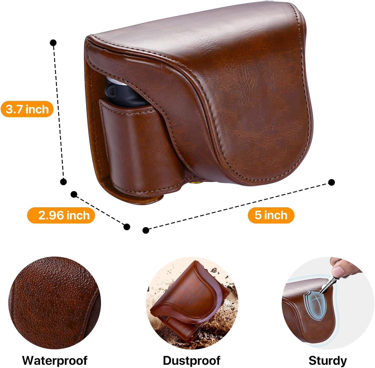 Ahlirmoy Paquete de accesorios para cámara digital DC202 avanzada compartimento de batería de carga rápida y funda de cuero marrón premium  Perfecto