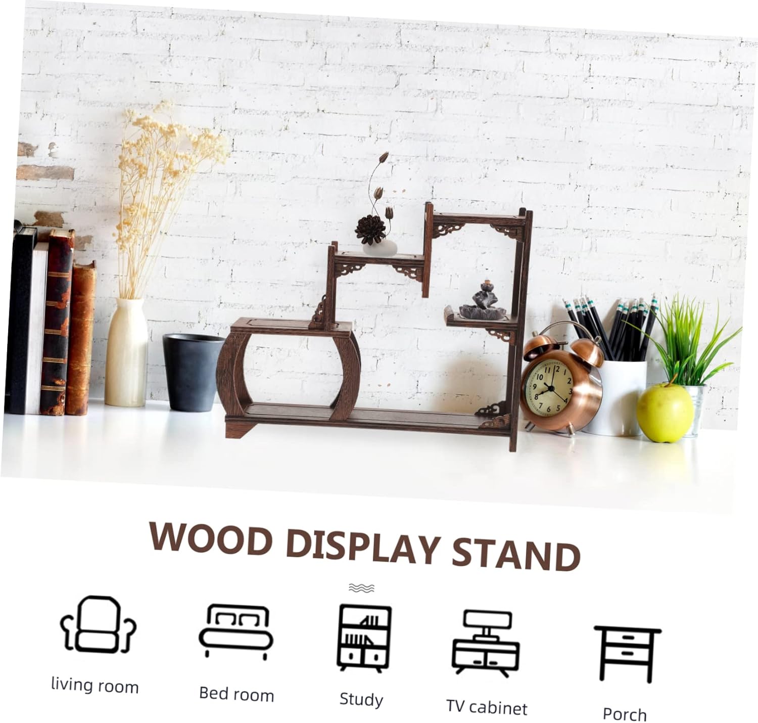 STAHAD Soporte de exhibición de esquina Curio Armarios Art Retro Wall Shelf Corner Display Shelf Armario Estante Estante Estante para Gabinete Curio