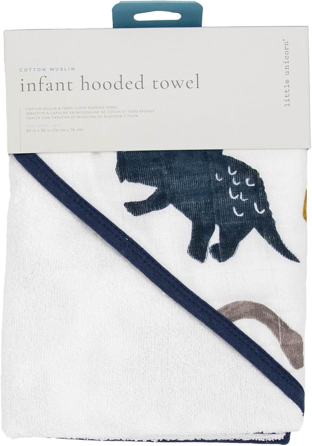Little Unicorn Toalla de baño con capucha de muselina de algodón y rizo para bebé, 100% muselina de algodón y rizo, extrasuave y absorbente, recién
