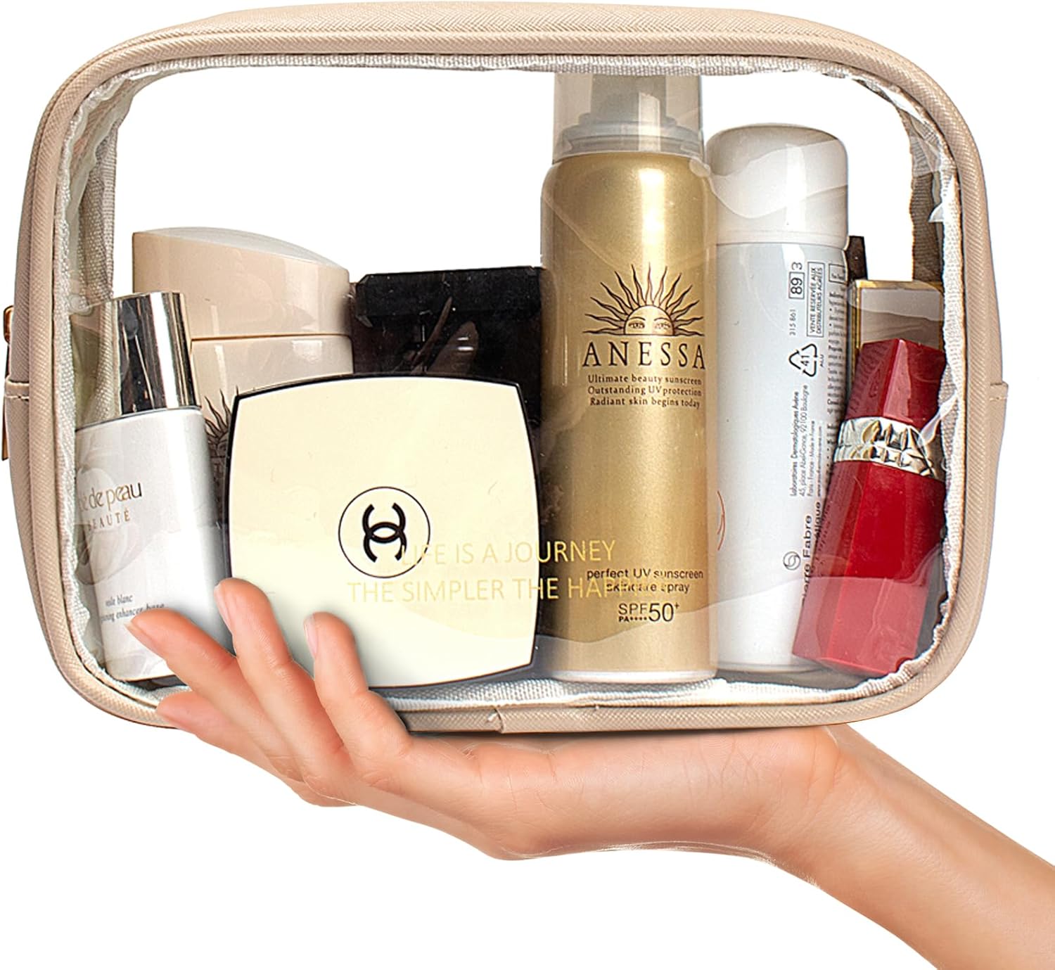 2 bolsas de maquillaje transparentes, bolsas de cosméticos de viaje, bolsas de aseo transparentes para mujer, aprobadas por la TSA, organizador de