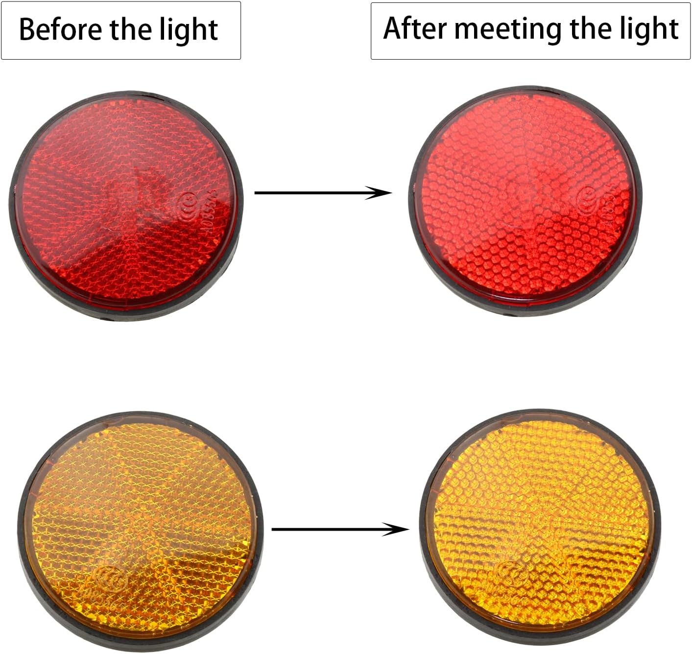 DGZZI Reflector redondo de plástico universal de 2 pulgadas2.205 in, reflectores de advertencia reflectantes para motocicleta, bicicleta, rojo y