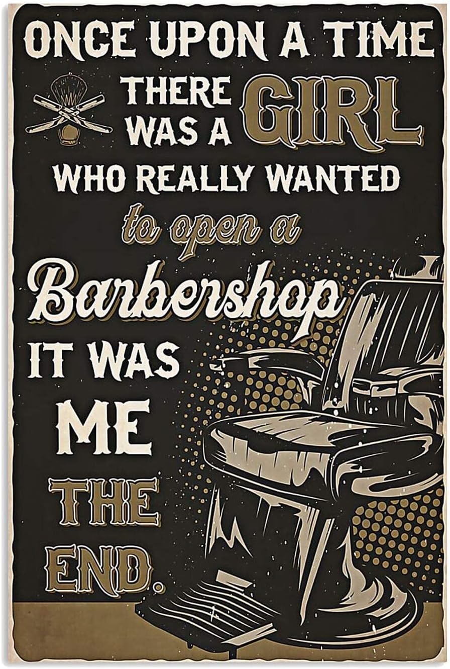 Letreros de metal retro para peluquería con texto en inglés A Girl Really Wanted to Open A Barbershop (Una chica realmente quería abrir una