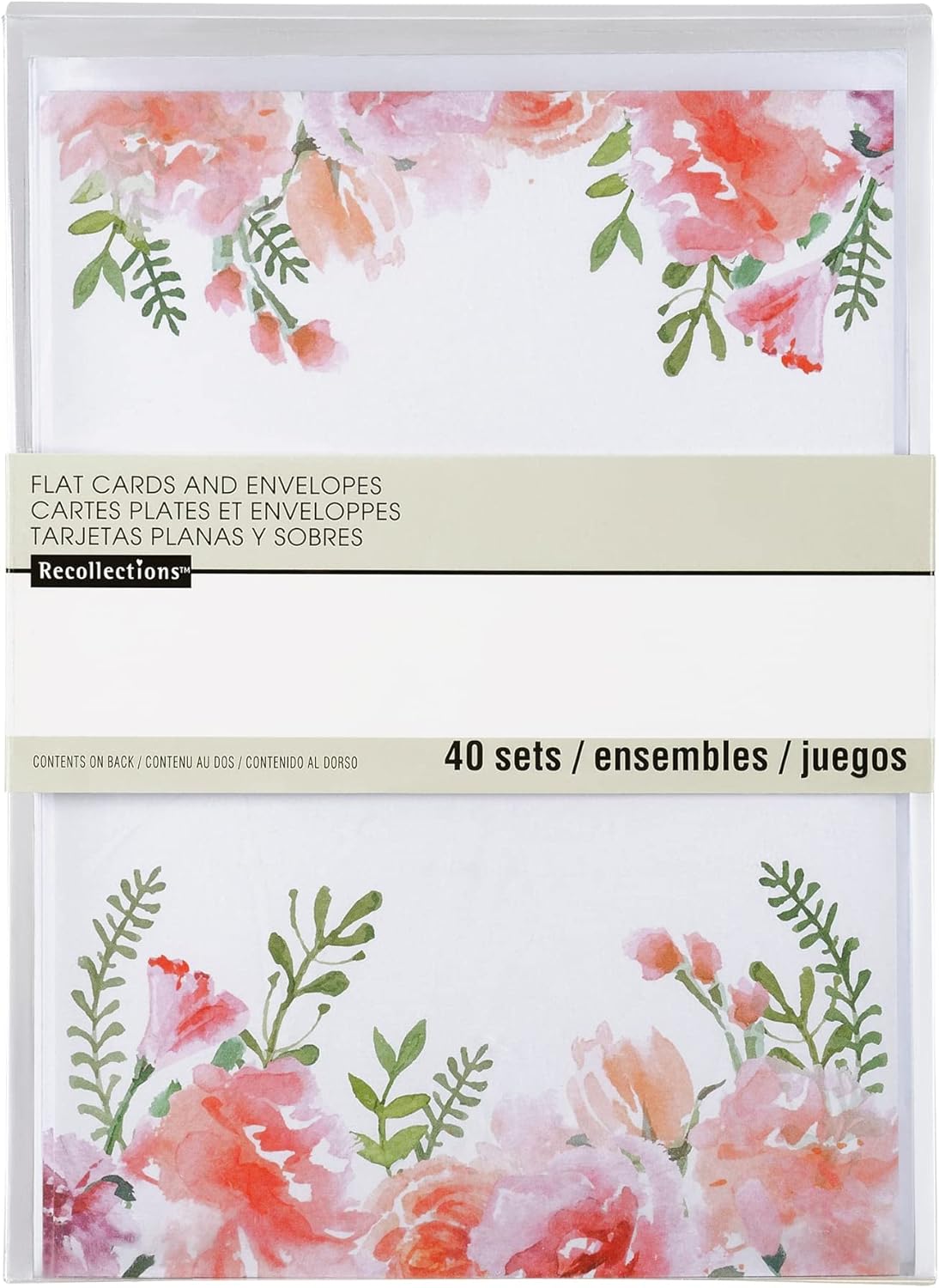 Tarjetas y sobres planos florales de Recollections, 5 pulgadas x 7 pulgadas