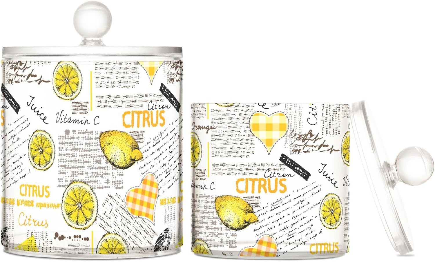 Tarros de limones con tapas, tarros decorativos de baño, recipientes para lavandería, contenedor redondo de algodón para dormitorio, artículos