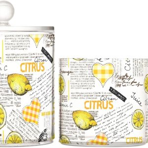 Tarros de limones con tapas, tarros decorativos de baño, recipientes para lavandería, contenedor redondo de algodón para dormitorio, artículos Tarros de limones con tapas, tarros decorativos de baño, recipientes para lavandería, contenedor redondo de algodón para dormitorio, artículos