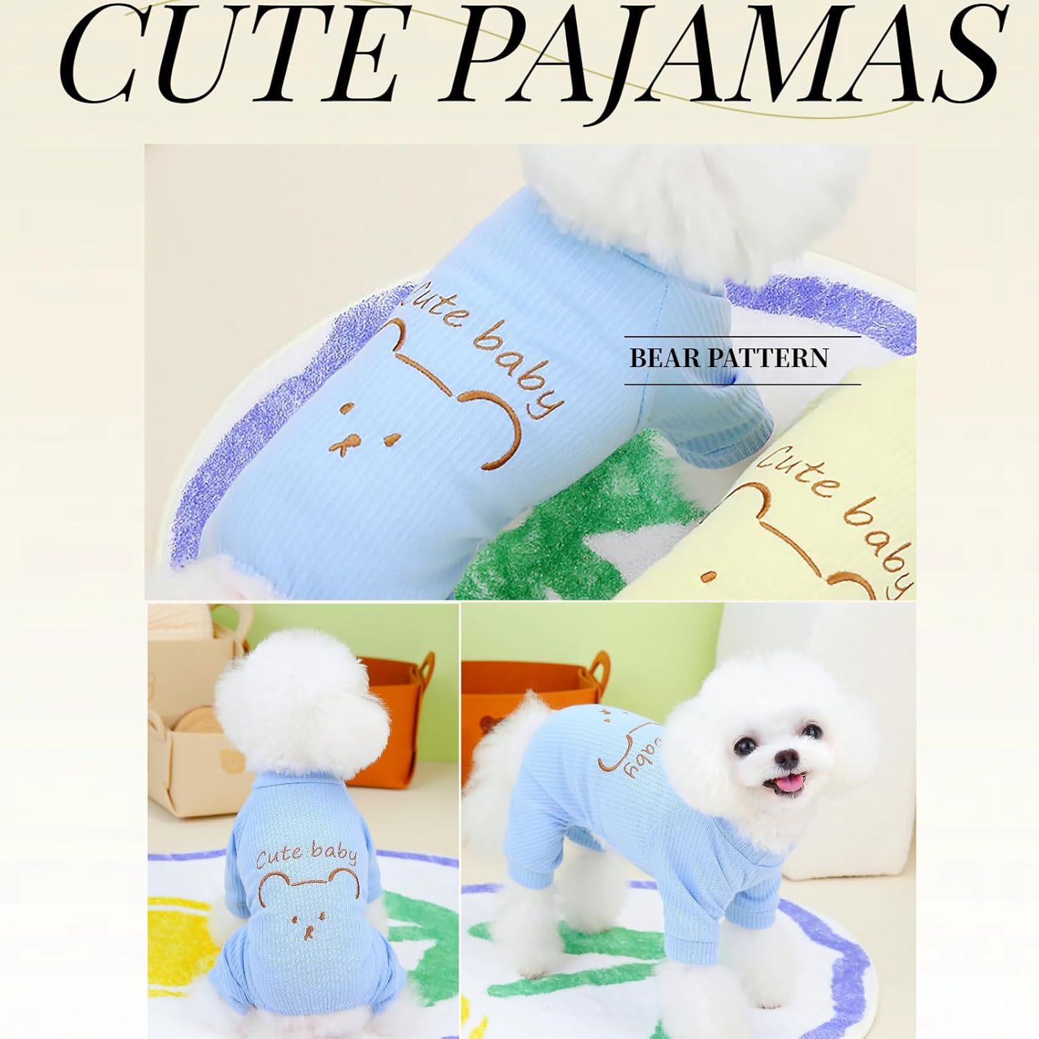 Loyanyy Pijama de algodón para perro, suéter cálido para perro, lindo mameluco elástico para gatos, overol de invierno para niñas y niños, elegante