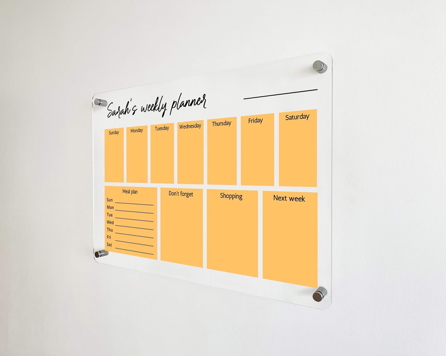 Acrylic Family Planner Wall Calendar – Personalized Calendar 2024, Personalized Dry Erase Board, Dry Erase Calendar, Monthly Weekly Calendar,