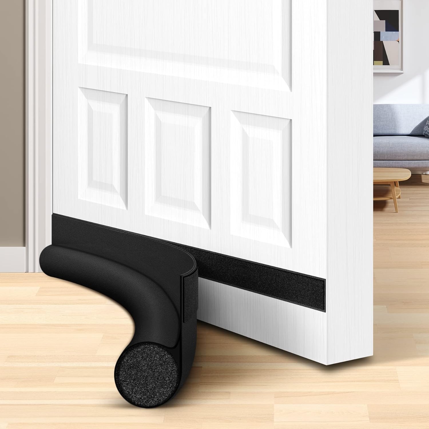HomeProtect Tope para debajo de la puerta de 30 a 36 pulgadas, burlete con adhesivo fuerte, mantiene el aire frío, bloquea el sonido, la luz, el