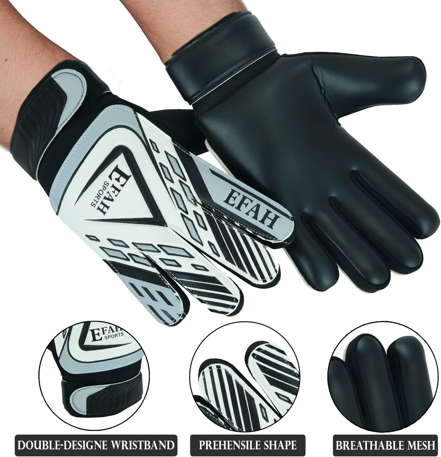 Guantes de portero de fútbol para niños y jóvenes, guantes de portero de fútbol con palmas de agarre fuerte