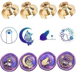 YOKIOU 4 piezas de sello de cera con cabeza de animal gato, búho, conejo, repuesto, cera de sellado retro, antigua, para álbumes de recortes, cabeza YOKIOU 4 piezas de sello de cera con cabeza de animal gato, búho, conejo, repuesto, cera de sellado retro, antigua, para álbumes de recortes, cabeza