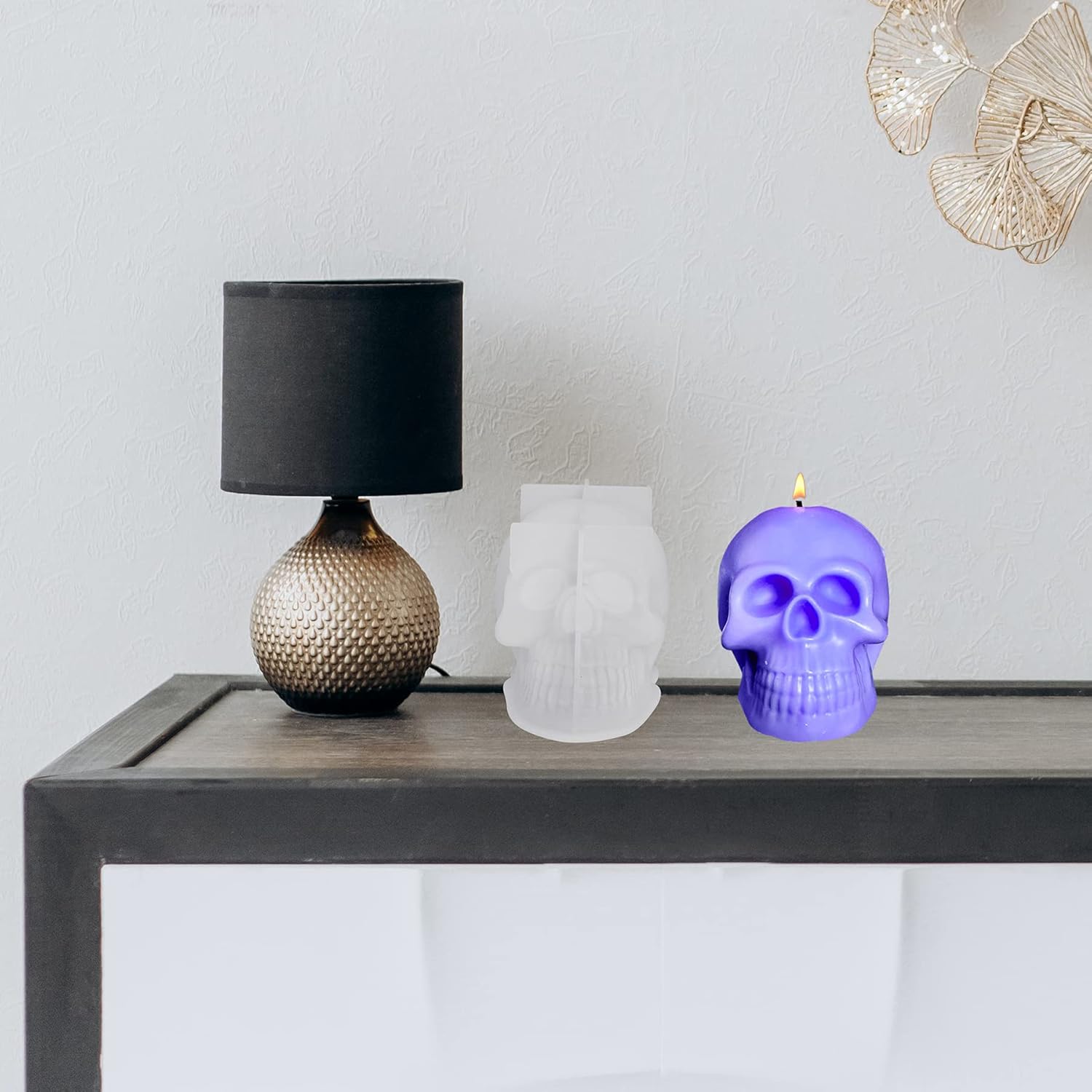 ONNPNN Molde de vela de calavera 3D, molde de silicona con forma de calavera, moldes de cera de yeso de aromaterapia de esqueleto, moldes de