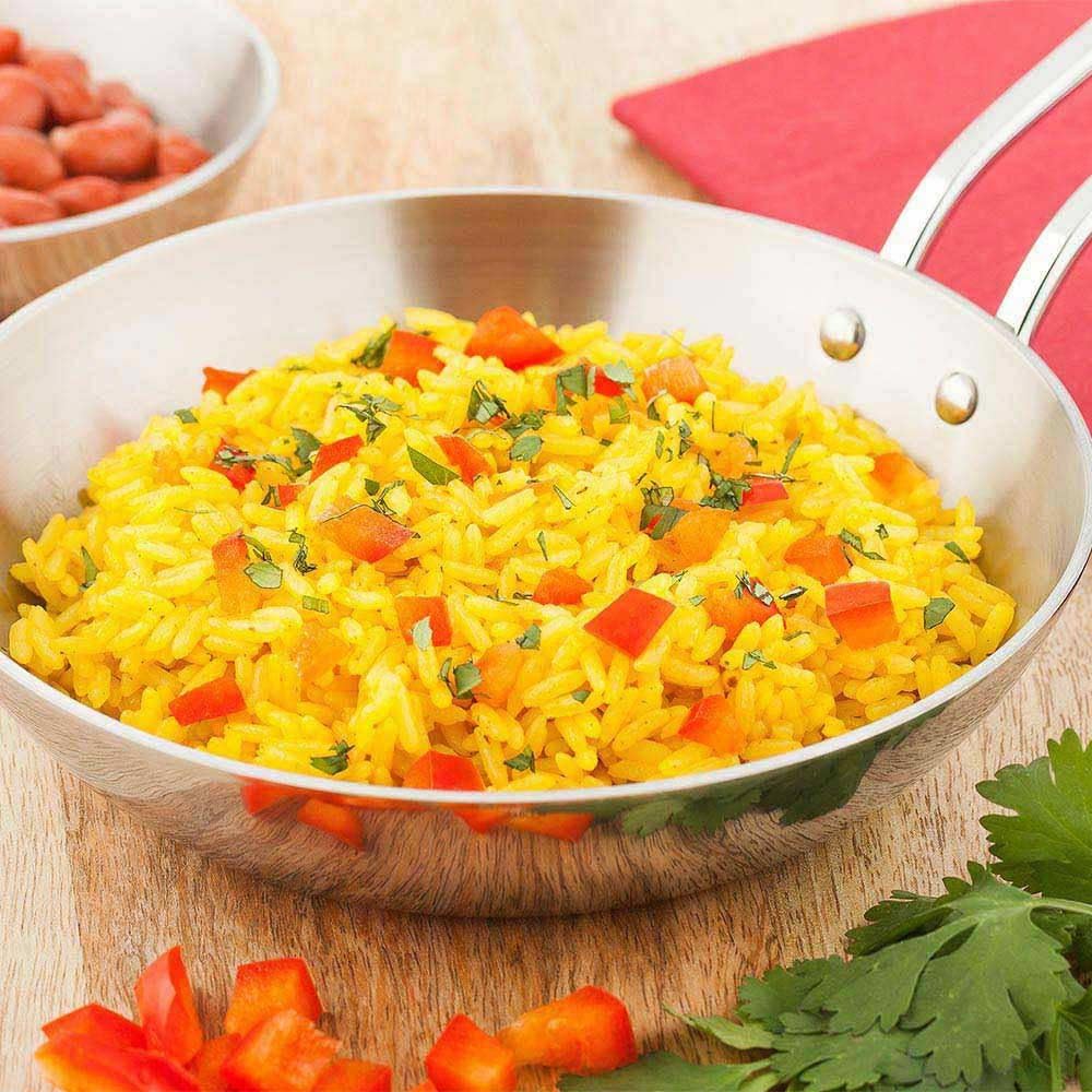 Restaurantware Mini sartén de 6.5 pulgadas, 1 sartén curvada, resistente a las manchas con mango de acero inoxidable plateado, apto para