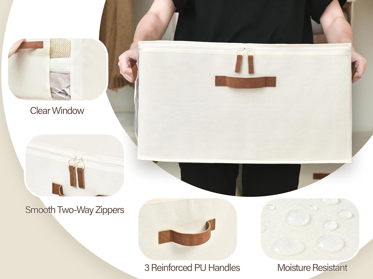 StorageWorks Organizadores grandes de armario de 90 L, contenedores de almacenamiento para edredones, ropa de cama, bolsas de almacenamiento de ropa