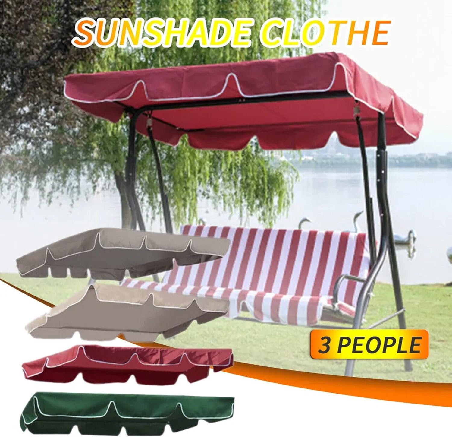 Toldo de repuesto para columpio, cubierta superior impermeable para columpio, cubierta de toldo de jardín para jardín al aire libre, patio, parque,