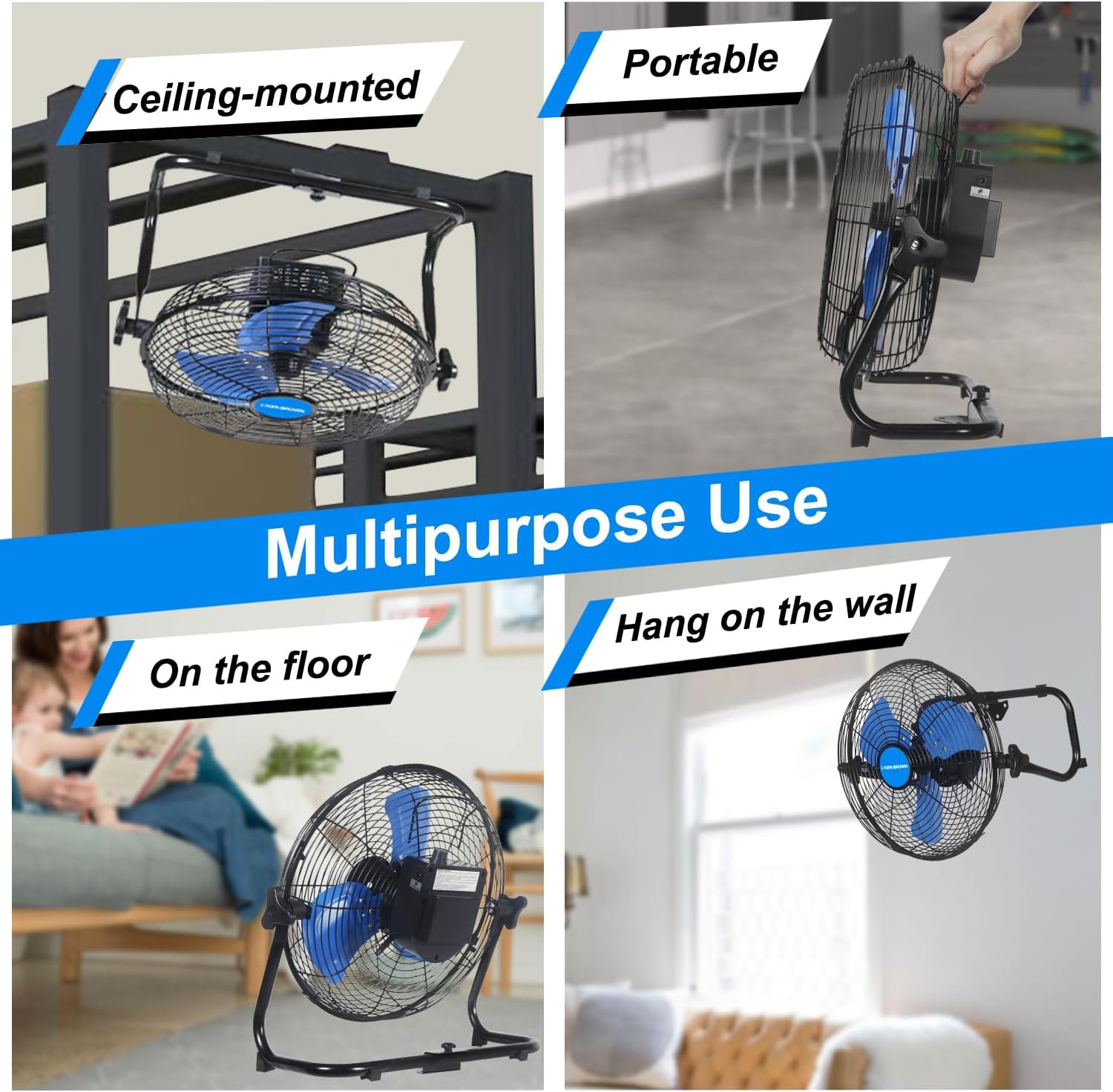 KEN BROWN Ventilador de piso inalámbrico recargable 3 en 1 de 15000 mAh de 12 pulgadas, ventilador de piso inalámbrico recargable 3 en 1, ventilador