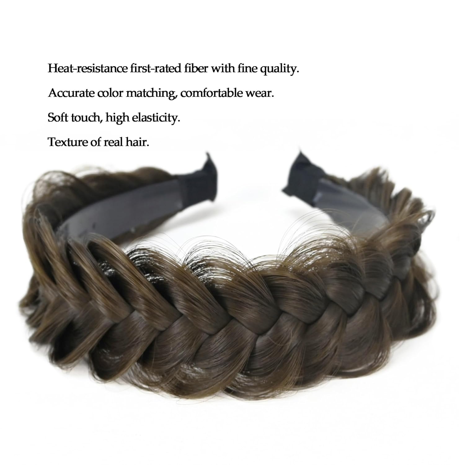 Banda ancha trenzada para el cabello, accesorios para el cabello, banda elástica antideslizante para mujeres y niñas (excremento de vaca azul)