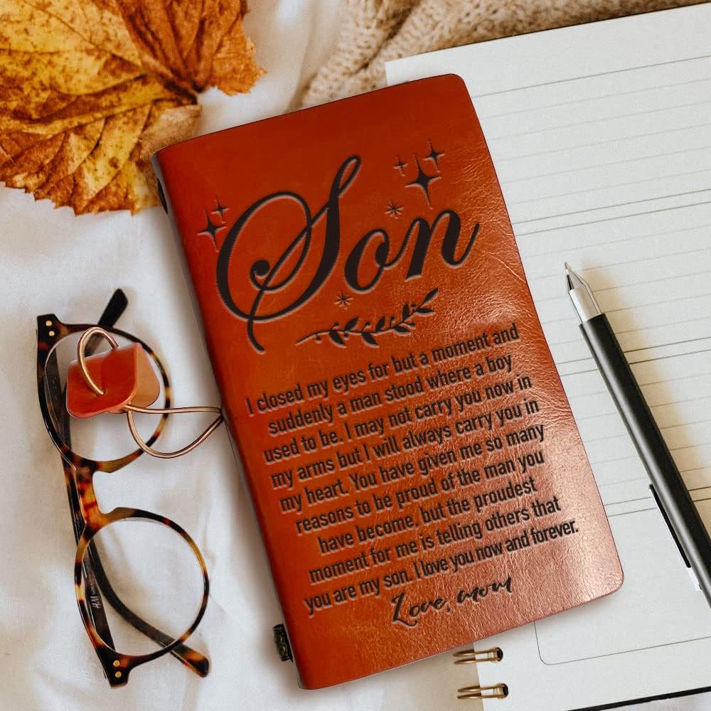 Diario de cuero para hijo de mamá, siempre te llevaré en mi corazón, regalos de Navidad, graduación, cumpleaños para hijo, diario de viaje, cuaderno