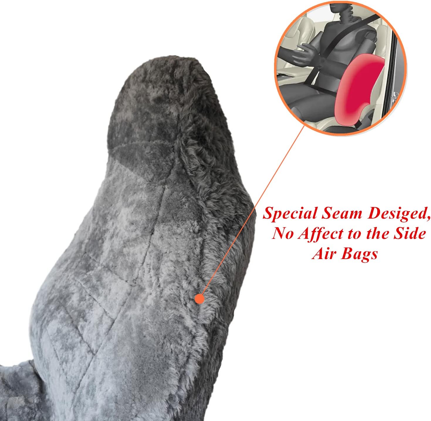 Sisha-A Funda de asiento de piel de oveja, funda de asiento de piel de oveja australiana genuina, ajuste universal, cobertura completa, Furry, funda