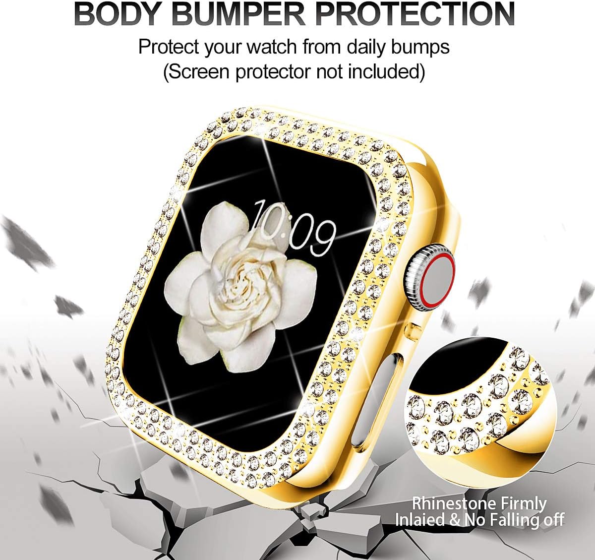 DABAOZA Funda compatible con Bling Apple Watch Ultra 21 SE Series 9 8 7 6 5 4 3 2 1, brillante para mujeres y niñas, con diamantes de imitación de