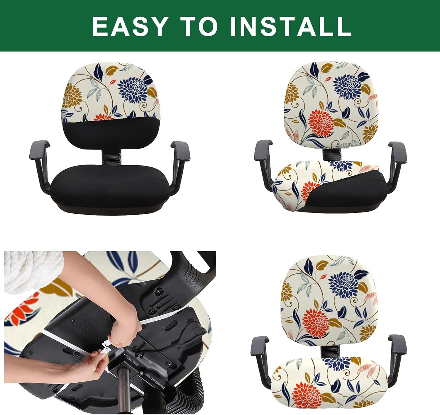 GOSTADY Funda elástica para silla de oficina, funda elástica para silla de computadora, funda giratoria universal para silla de escritorio, lavable,