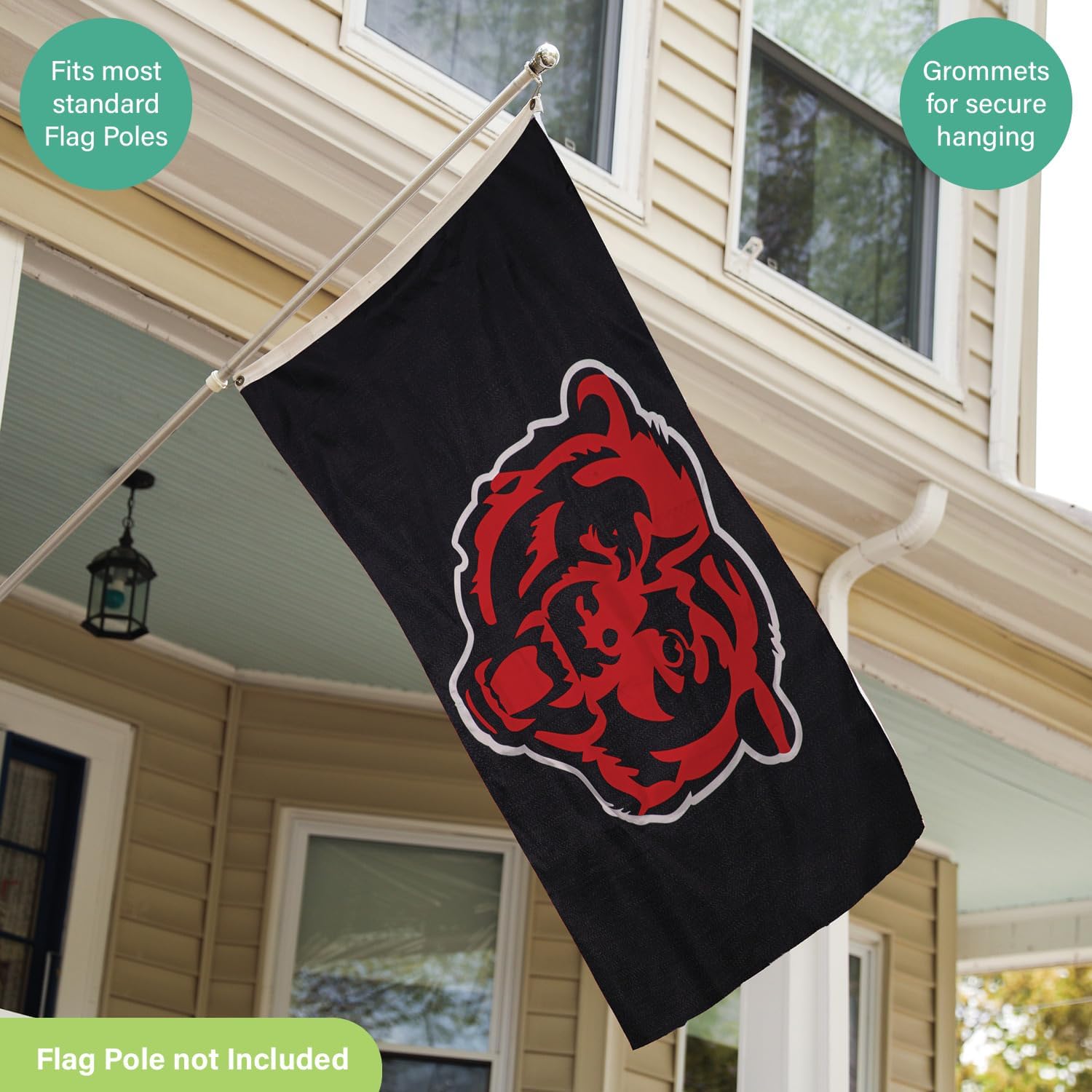 NFL Chicago Bears – Bandera duradera de 3 x 5 para exteriores con ojales, bandera y pancarta resistentes para jardín al aire libre y patio, bandera