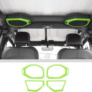 Voodonala Para Jeep JL JT Altavoz Audio Trim Top & A Pillar Trim para 2018-2022 Jeep Wrangler JL JLU Gladiator JT, ABS Verde 4 piezas Voodonala Para Jeep JL JT Altavoz Audio Trim Top & A Pillar Trim para 2018-2022 Jeep Wrangler JL JLU Gladiator JT, ABS Verde 4 piezas