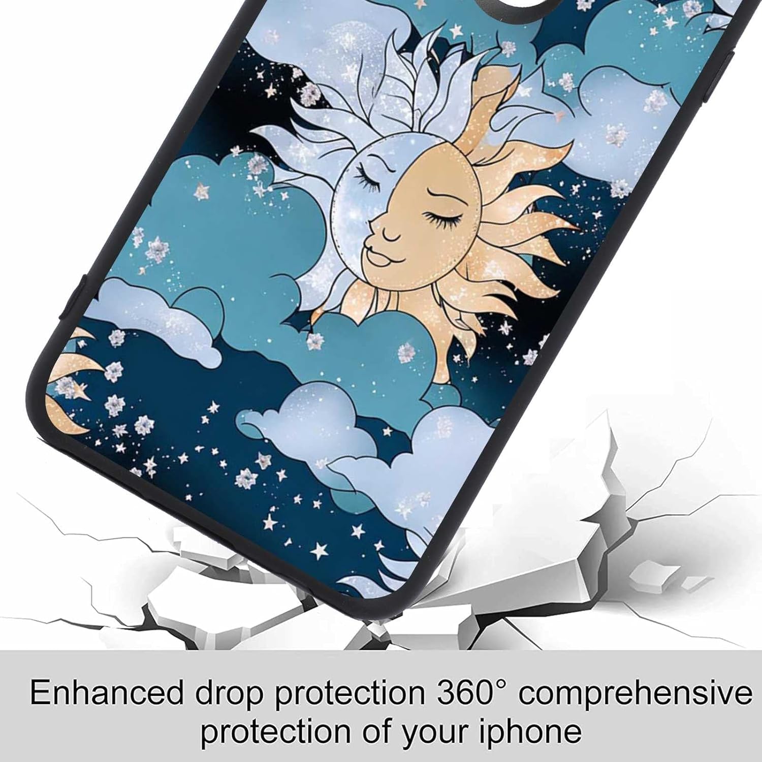 Compatible con Moto One 5G AceMotorola G 5G Moon and Sun, diseño estético celestial de luna mágica y nubes solares para Moto Case hombres mujeres,
