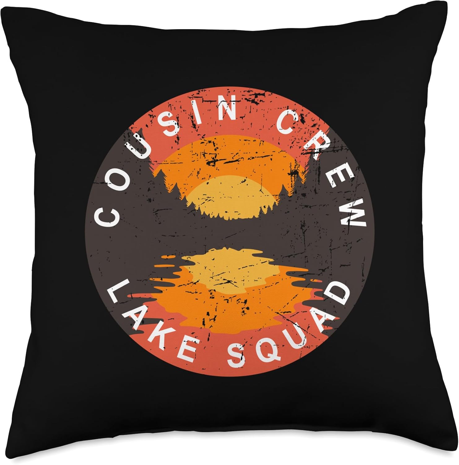 Cousin Crew Lake Squad-Matching Family Cool Sunset Art Throw Pillow, 18×18, Multicolor