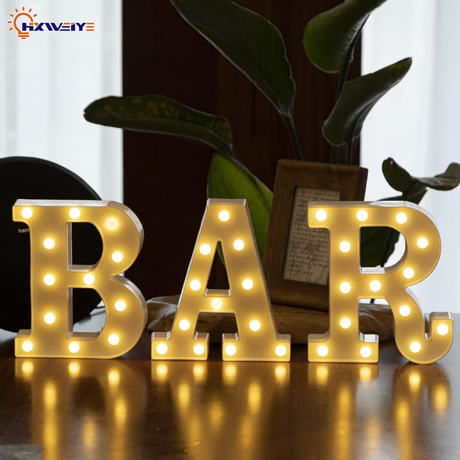 Letras con luces LED de marquesina, letras con luces LED de marquesina de HXWEIYE 26 alfabeto, letras iluminadas del 0 al 9, para fiestas, hogar,