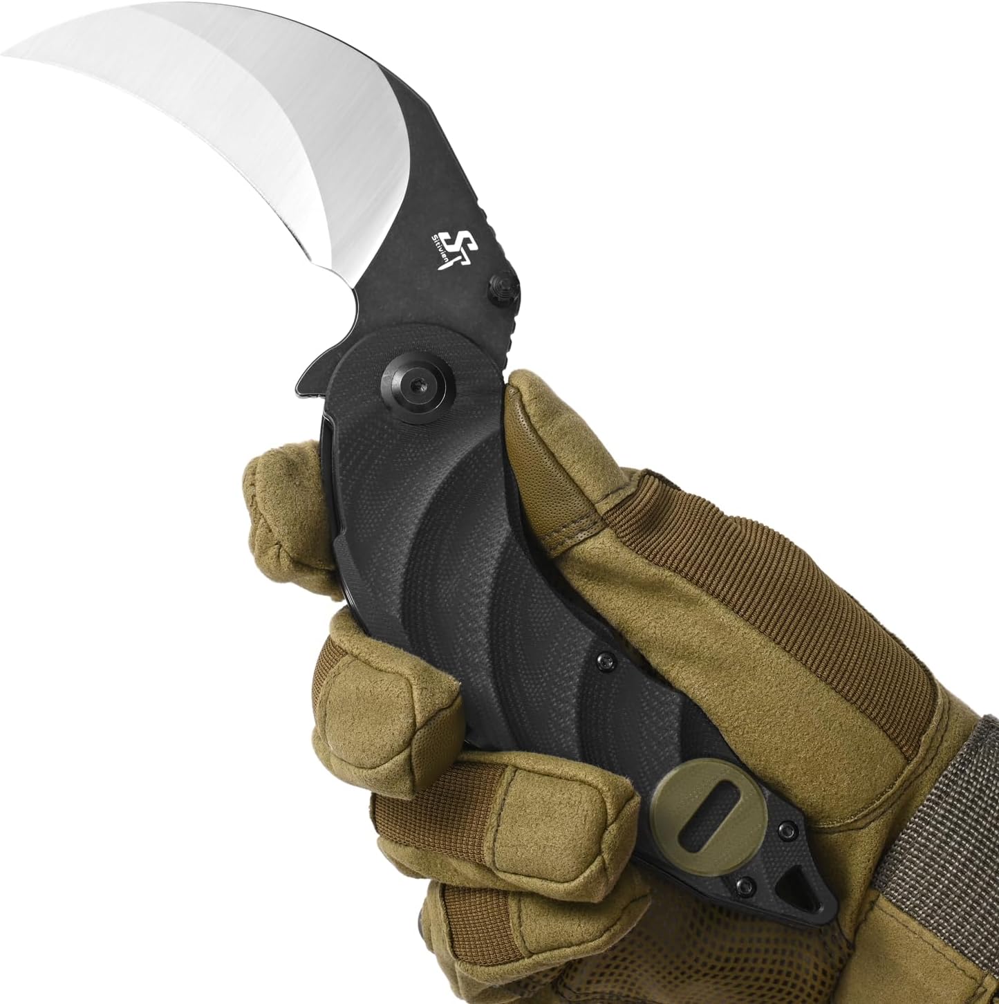 Sitivien ST160 – Cuchillo plegable de bolsillo, hoja de acero K110 con mango G10, cuchillo de herramientas EDC para acampar al aire libre,