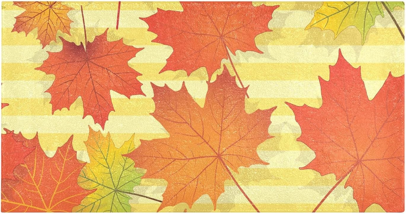 Fluffy Floor Carpet 39x20in- Yellow Maple Leaves in AutumnFront Door Mat Indoor Machine Washable Carpet,Aesthetic Rug