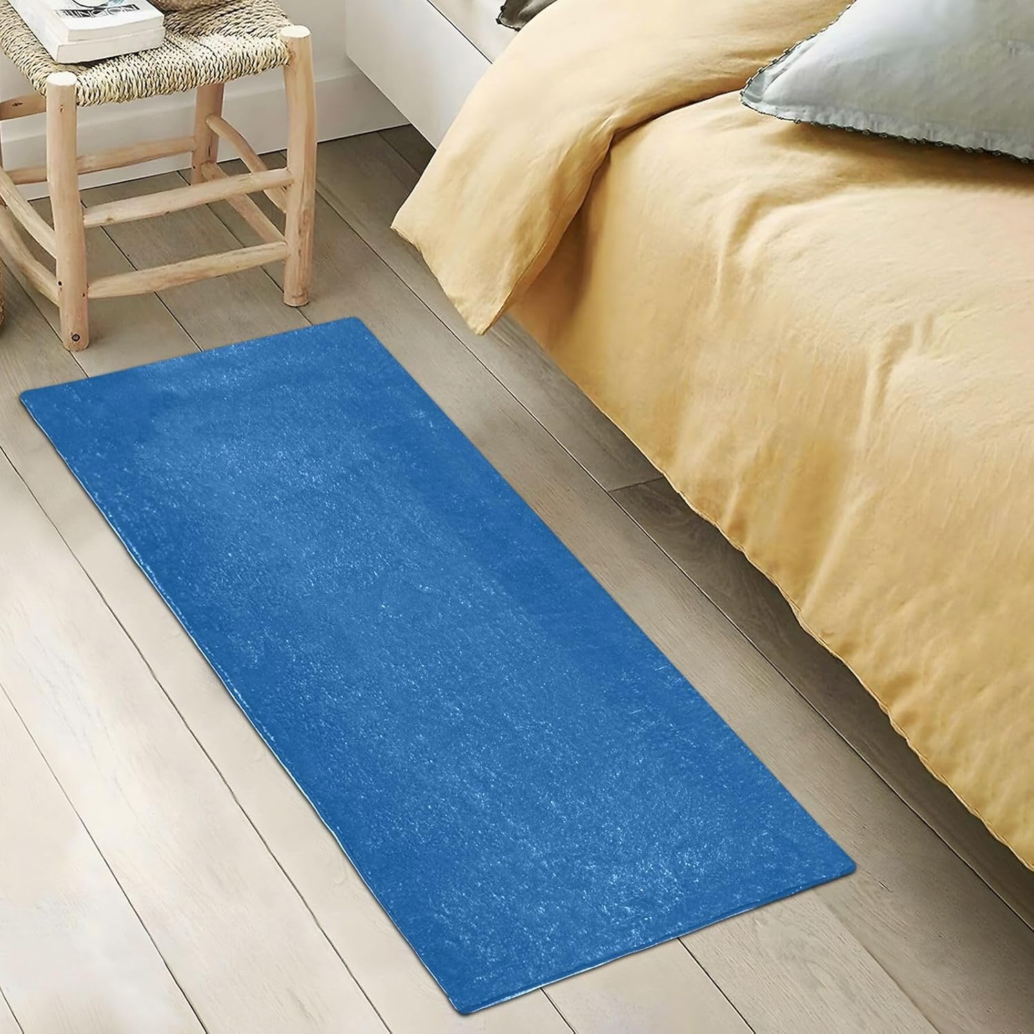 Joisal Alfombra de baño azul mineral, lavable a máquina, alfombras absorbentes con respaldo de goma, 39 x 20 pulgadas