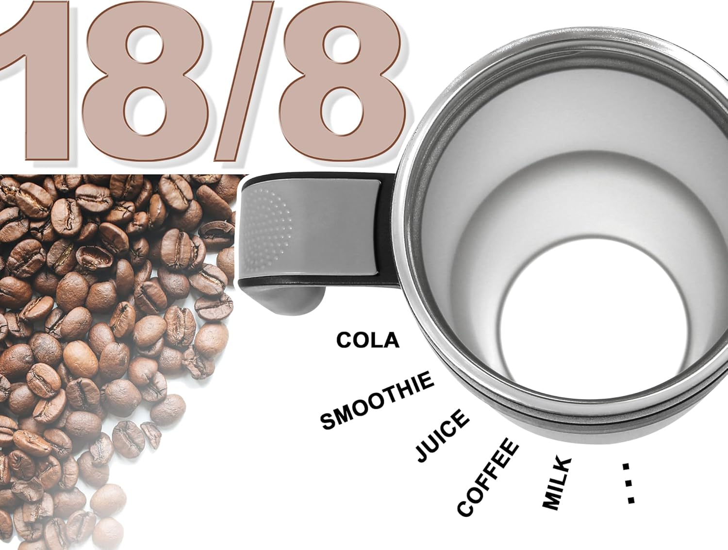 DLOCCOLD Vaso de 40 onzas con asa y tapa con popote, taza aislada al vacío, reutilizable, de acero inoxidable, taza de viaje para bebidas calientes