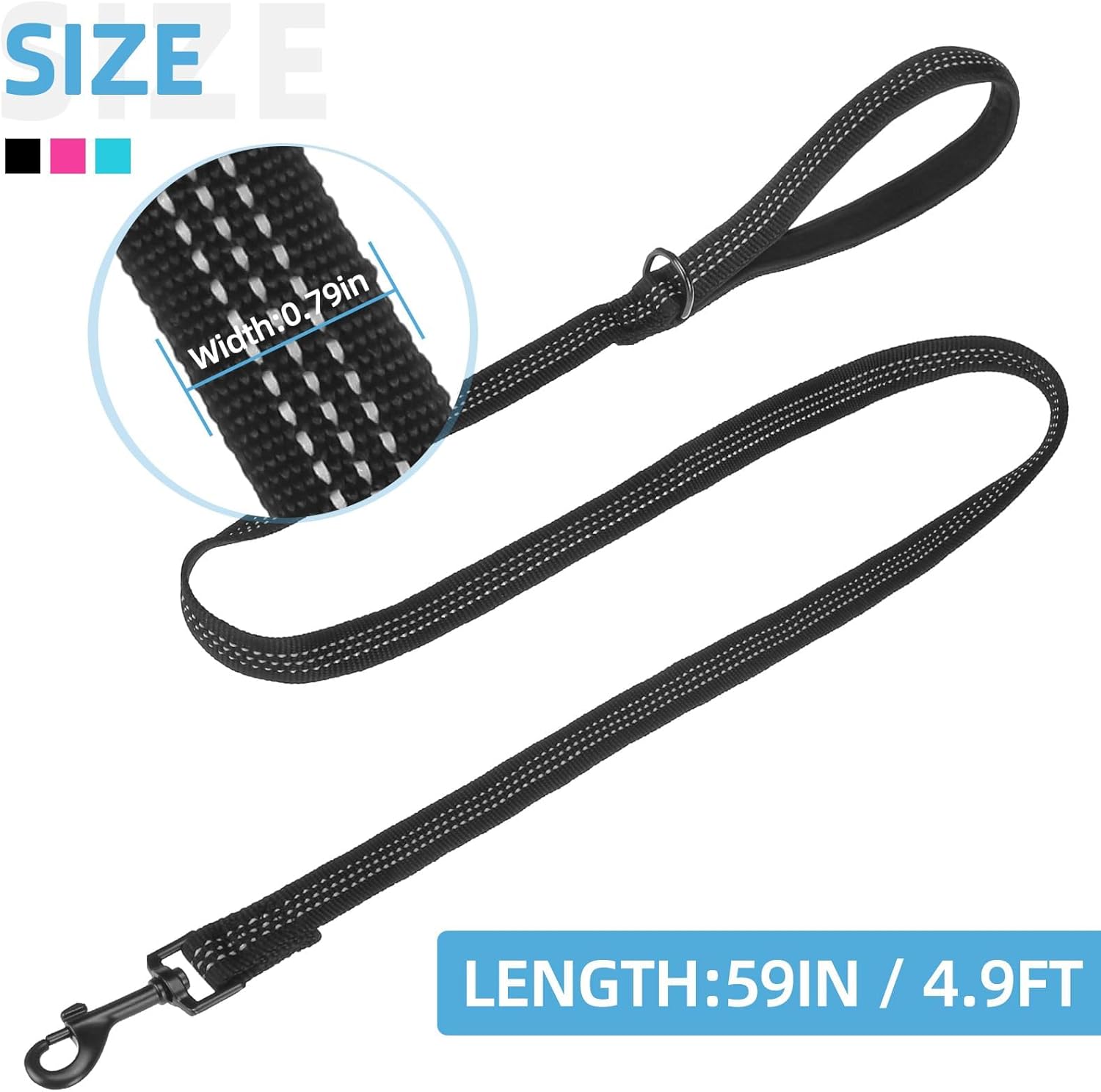 PUPTECK Correa reflectante para perro, paquete de 3 correas de nailon de 4.9 pies con clip fuerte y mango acolchado suave, correa de entrenamiento