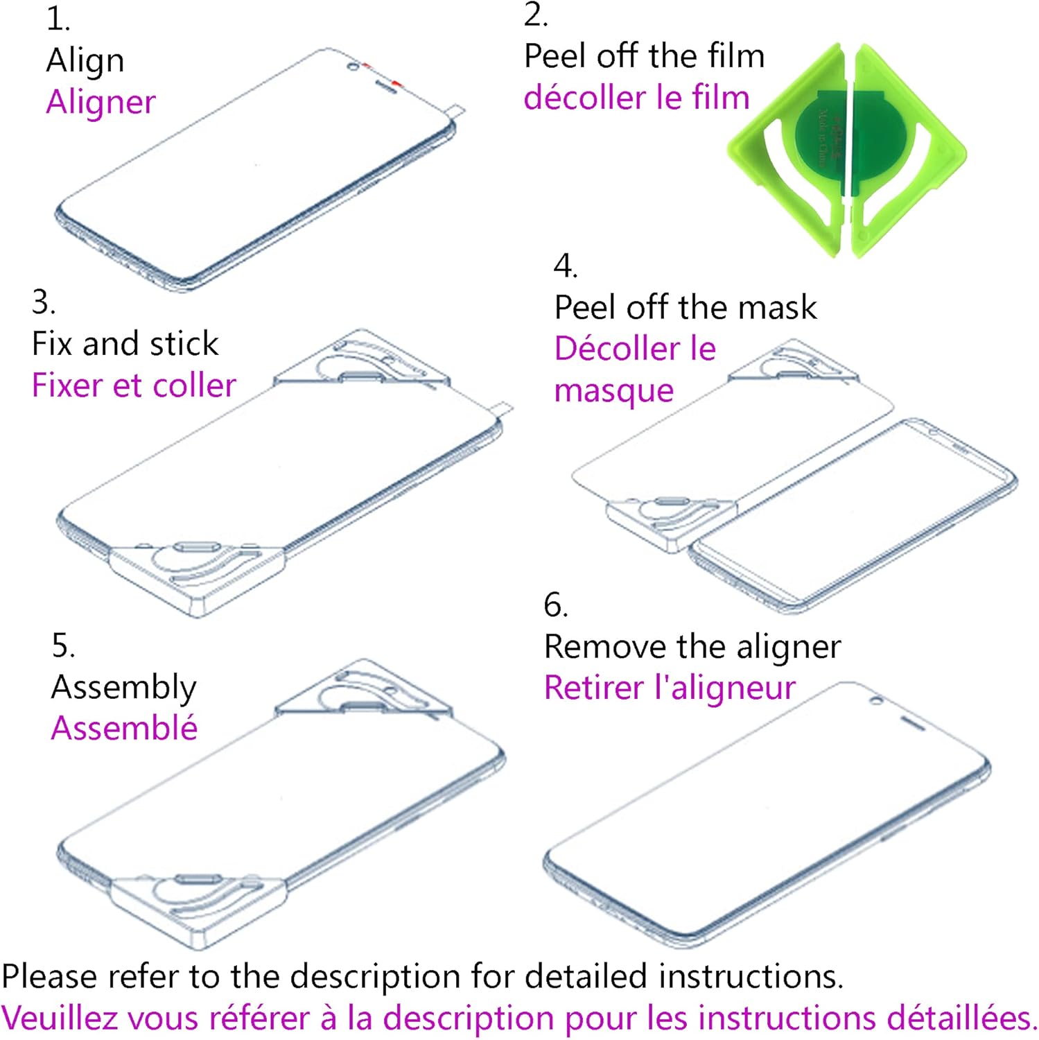 Protector de pantalla ultra transparente para iPhone 7 y iPhone 8 (paquete de 3) con alineador universal, borde 2.5D, película protectora de vidrio