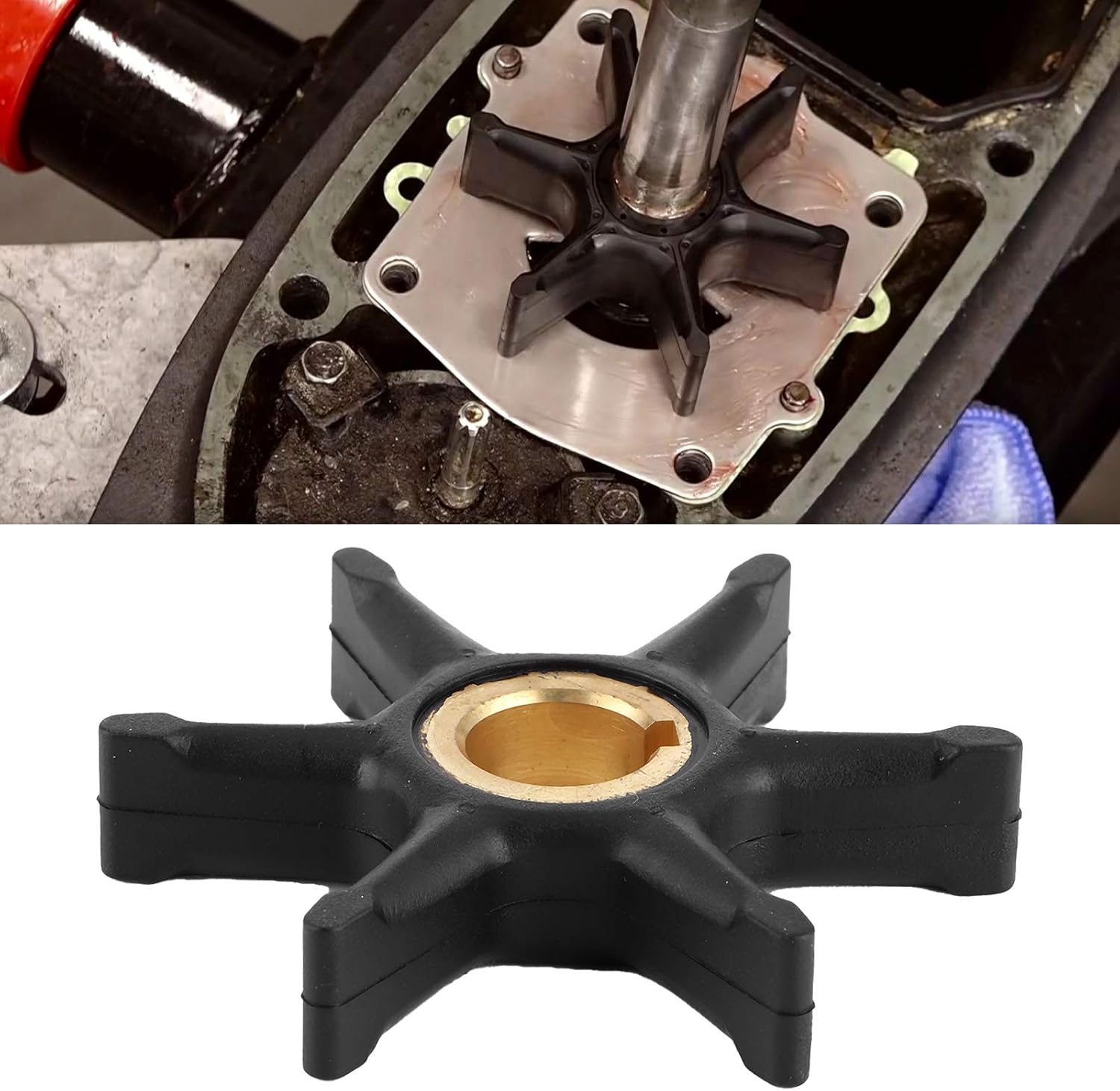 Impulsor de bomba de agua, 377178 775519 18-3003, impulsor marino fuera de borda de goma de cobre apto para motor fuera de borda Johnson Evinrude